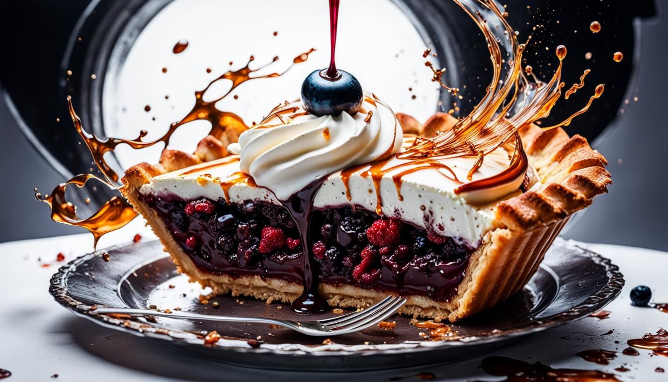 Steampunk Pie Close-Up in Splash Art Style