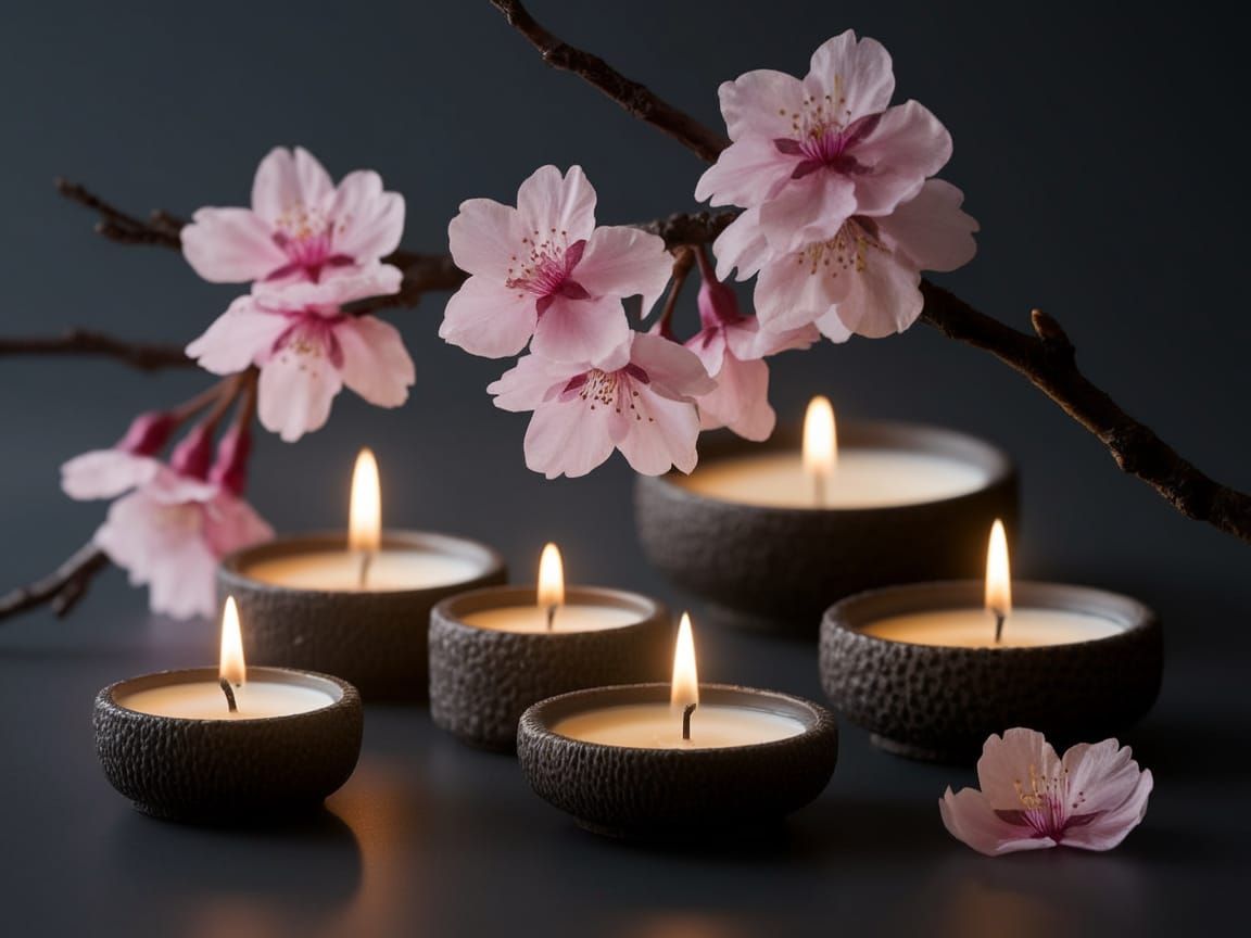 Surreal Cherry Blossom Still Life in Photorealistic Style