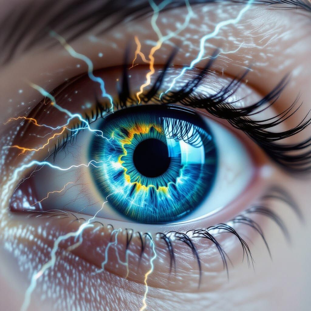 Eye Reflecting Earth with Electric Energy
