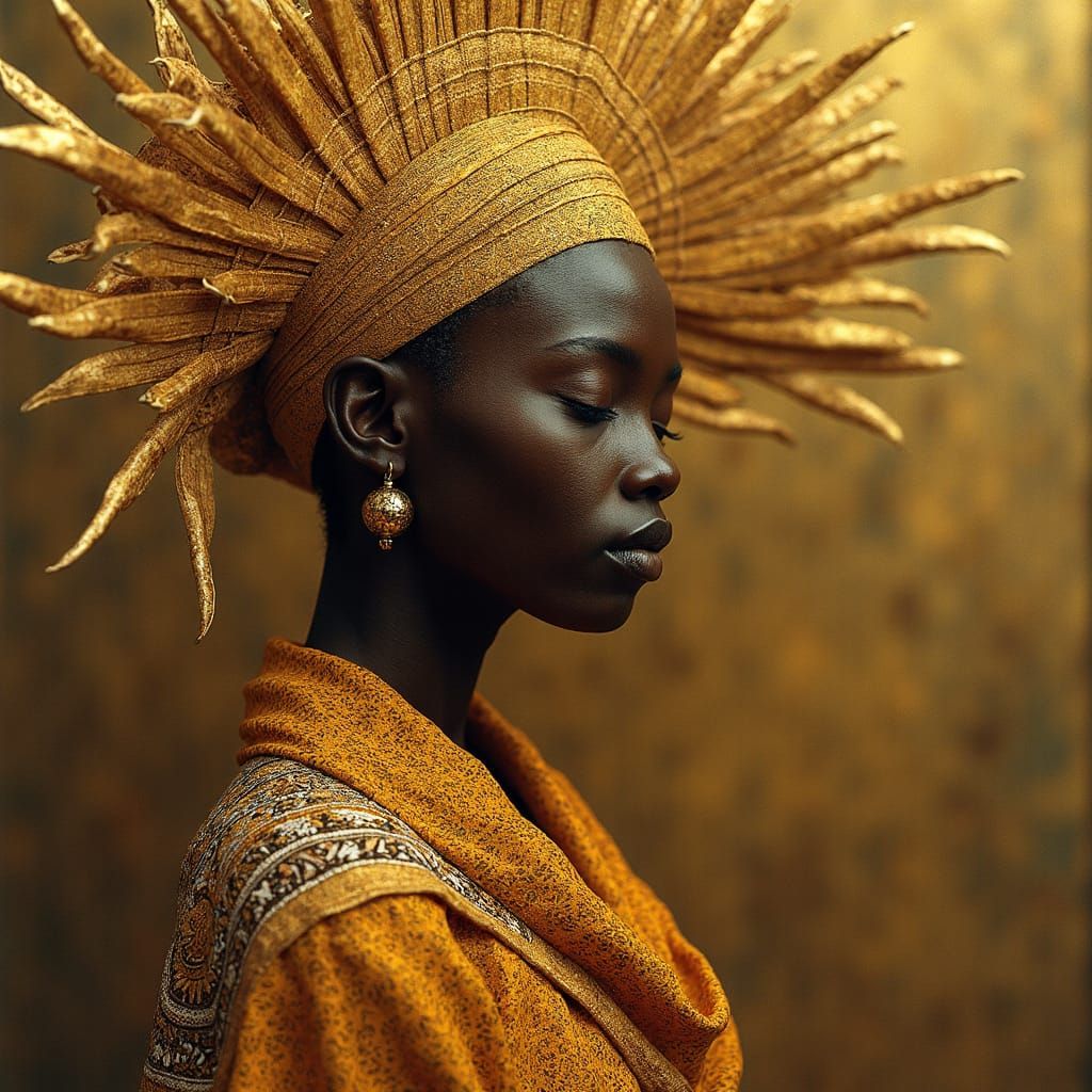 Surreal Sudanese Folklore Scene in Vibrant Complimentary Col...