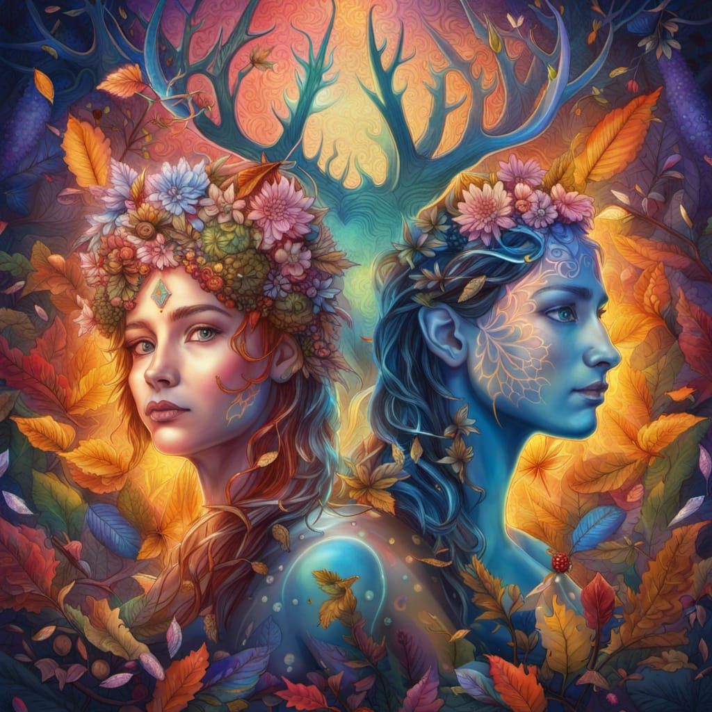 Autumn Fairy King and Queen in Astral Forest