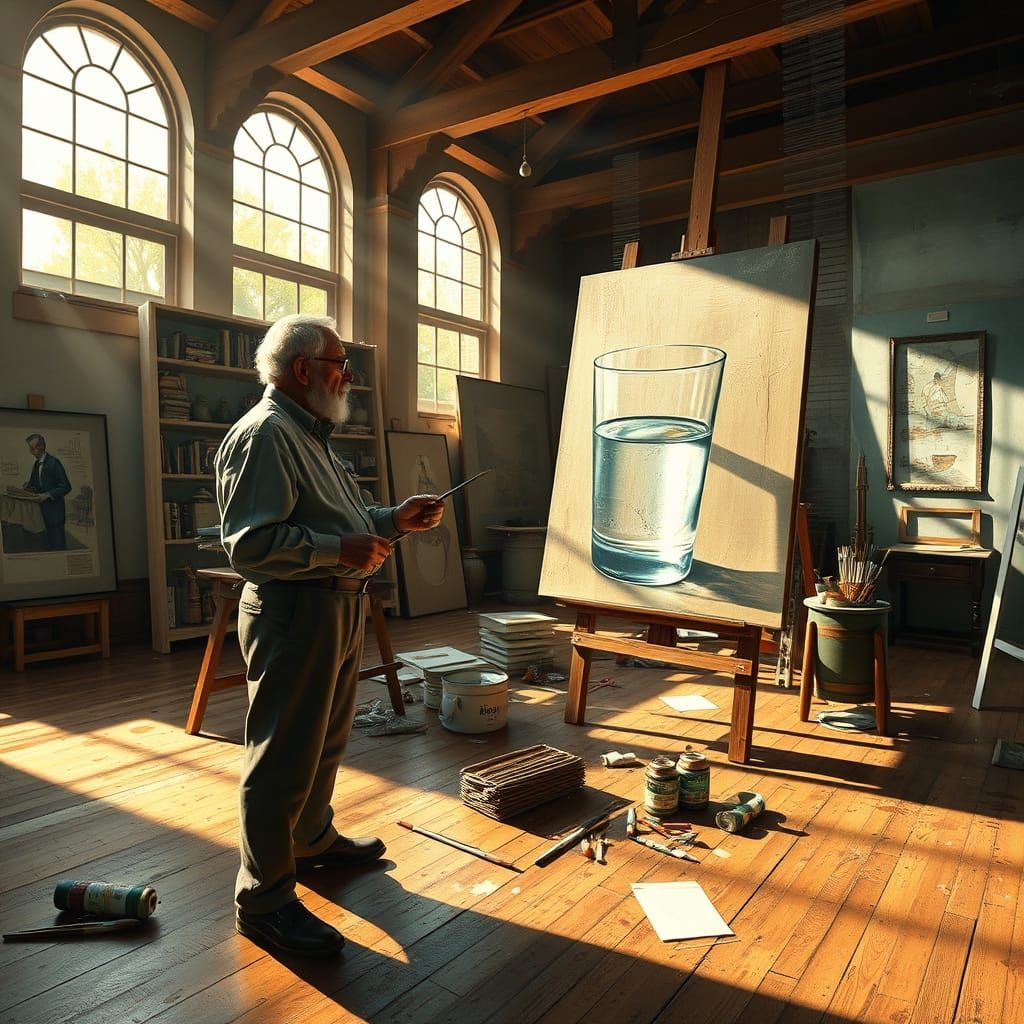 A Grand Artist's Studio in Warm, Golden Light