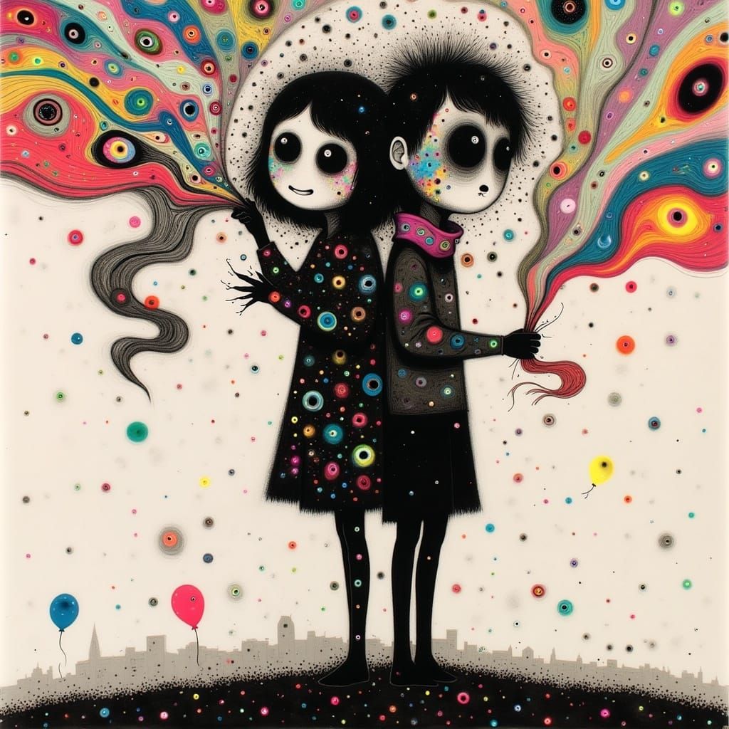 Whimsical Friends Celebrate Unbridled Joy in a Kaleidoscope....