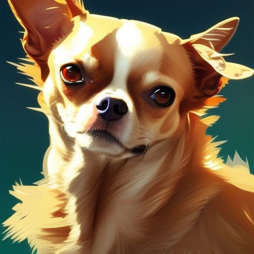 Hyperdetailed Chihuahua Portrait in Art Nouveau Style