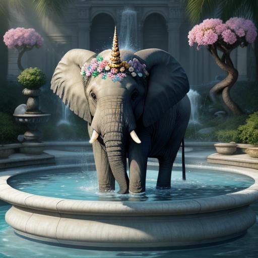 Cute Elephant-Unicorn Hybrid in Graffiti Style