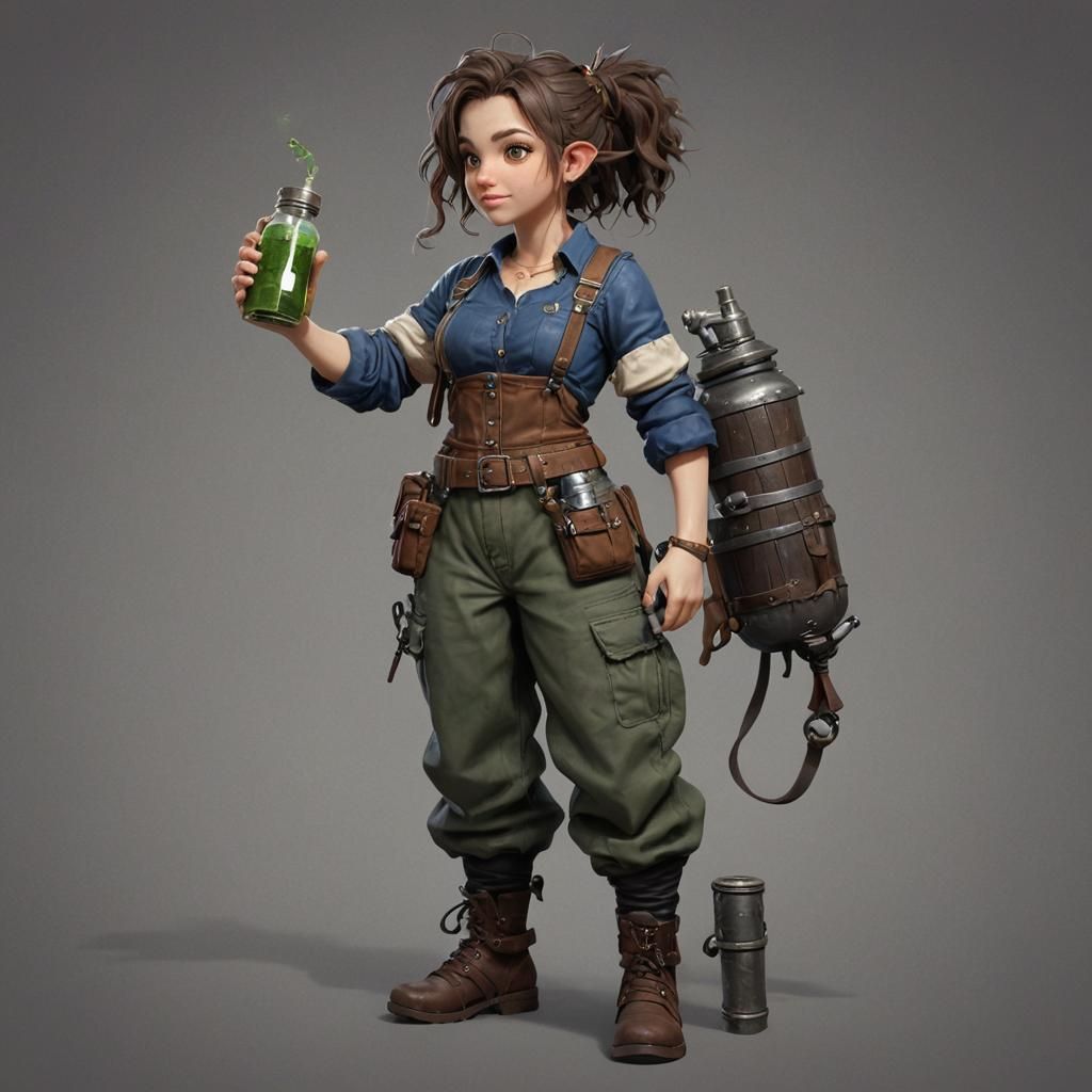 Adventurous Halfling Alchemist Ready for Action