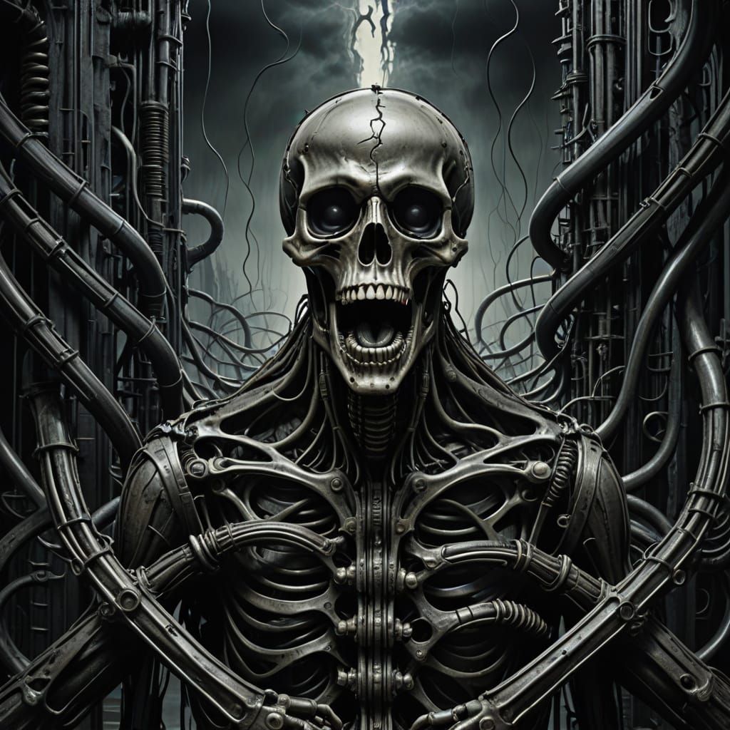 Biomechanical Scream: A Giger-Inspired Nightmare
