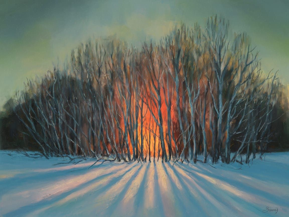 Ethereal Winter Scene in Impressionist Style