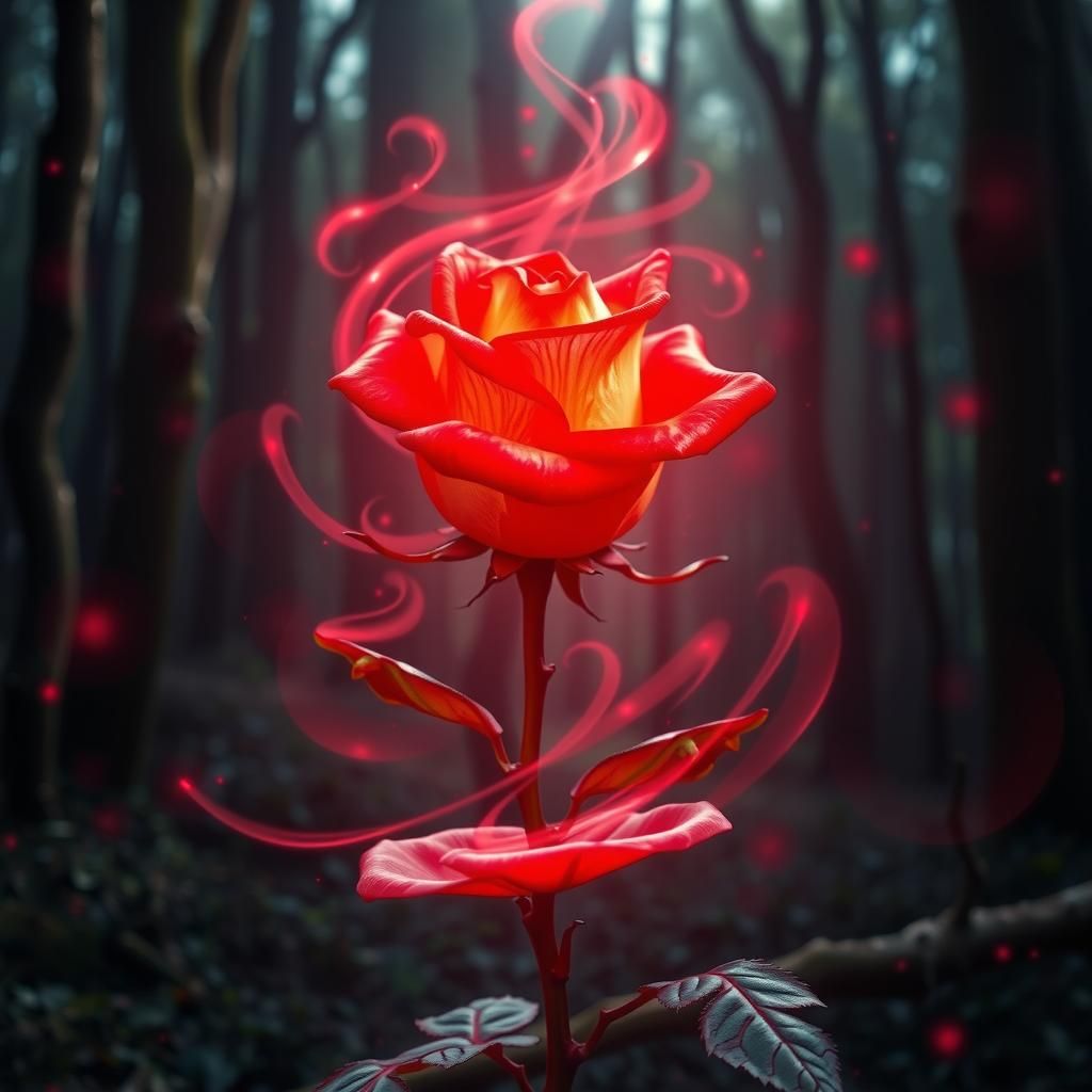 Enchanted Rose with Swirls of Magic