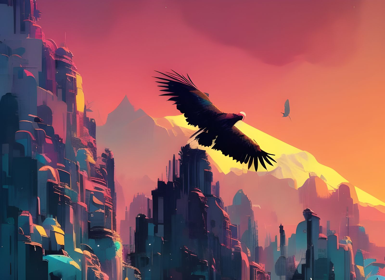 Elemental Vulture Spirit: Digital Illustration