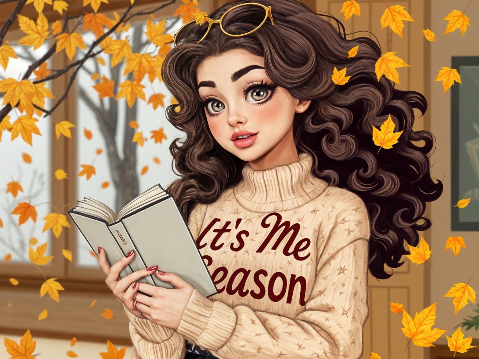 Cartoon Woman's 'It's Me Season' Autumn Aesthetic