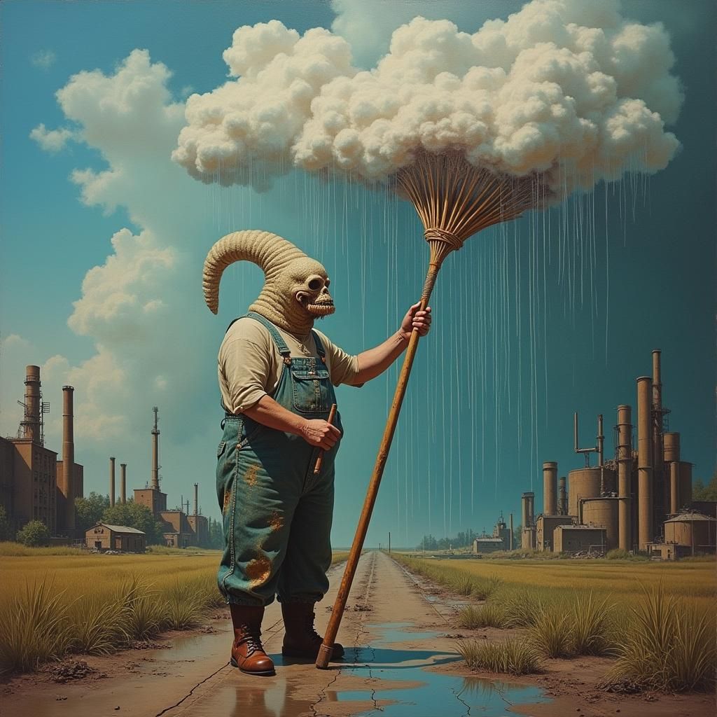 Rain Farming in a Surreal Industrial Dreamscape