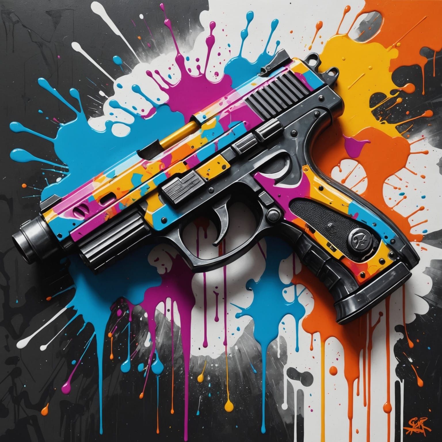 Vibrant Cyberpunk Splatter Gun