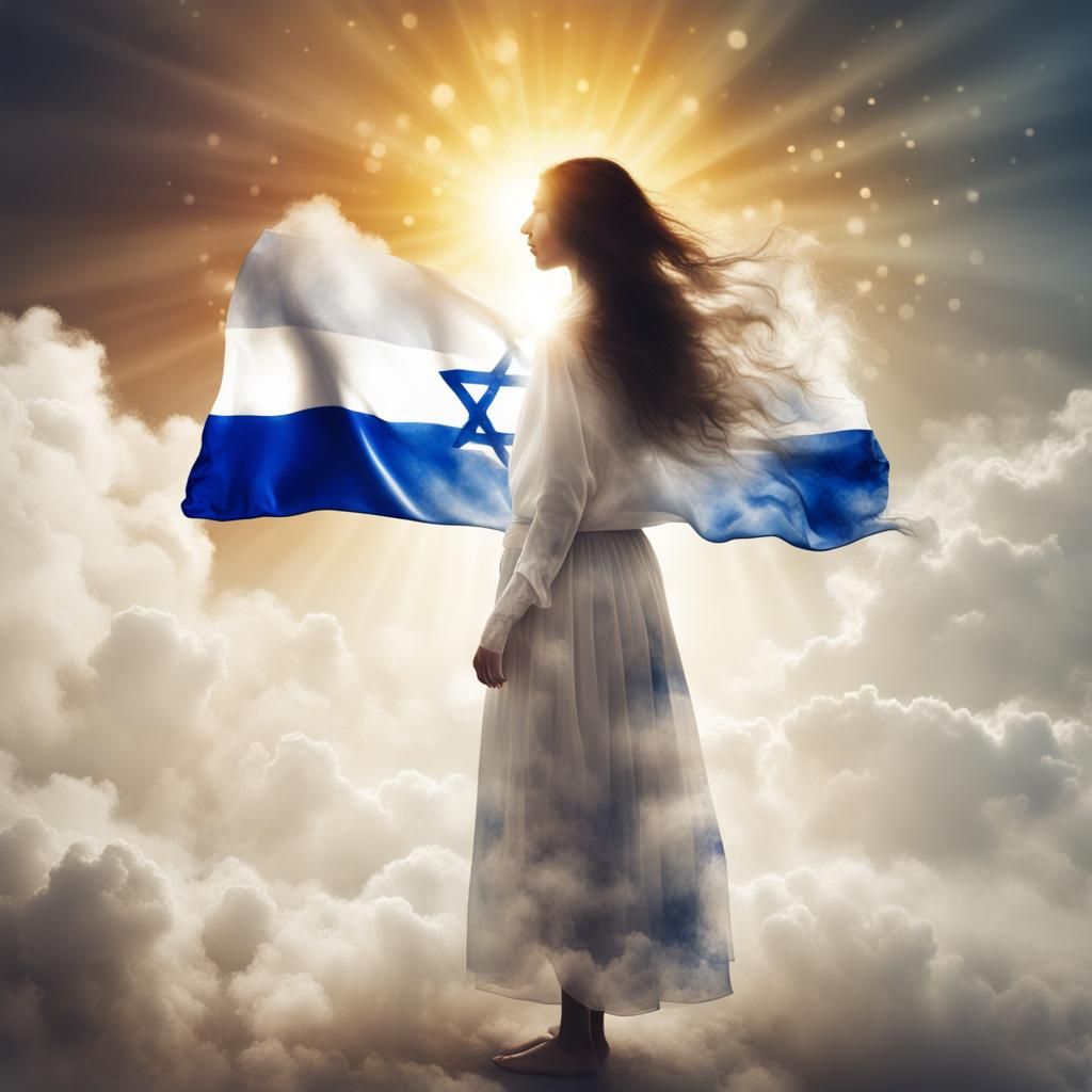 Jewish Girl with Israel Flag in Splash Art