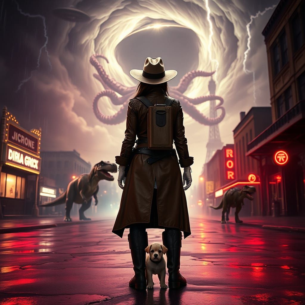 Space Sheriff Cowgirl Stands Resolute in Post-Apocalyptic Wi...