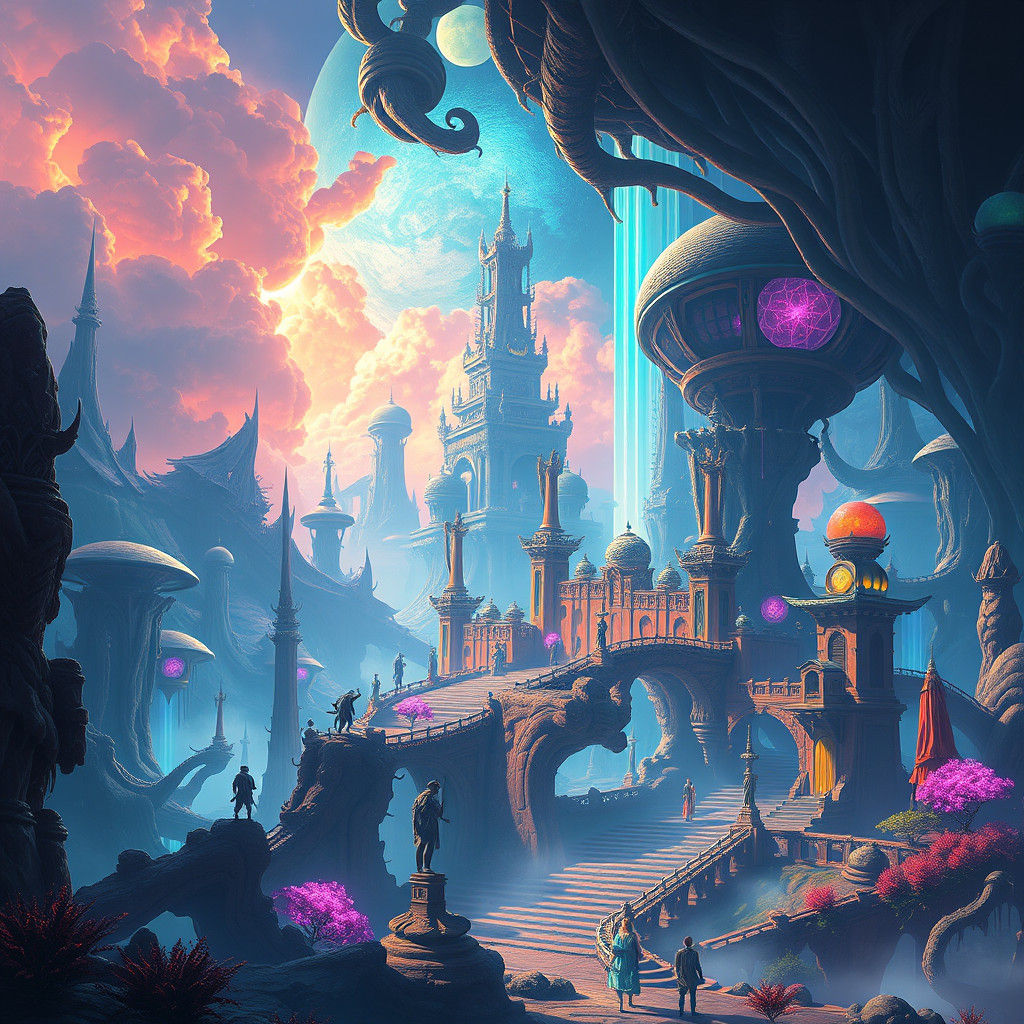 Luminous Fantasy Landscape with Mystical Energies