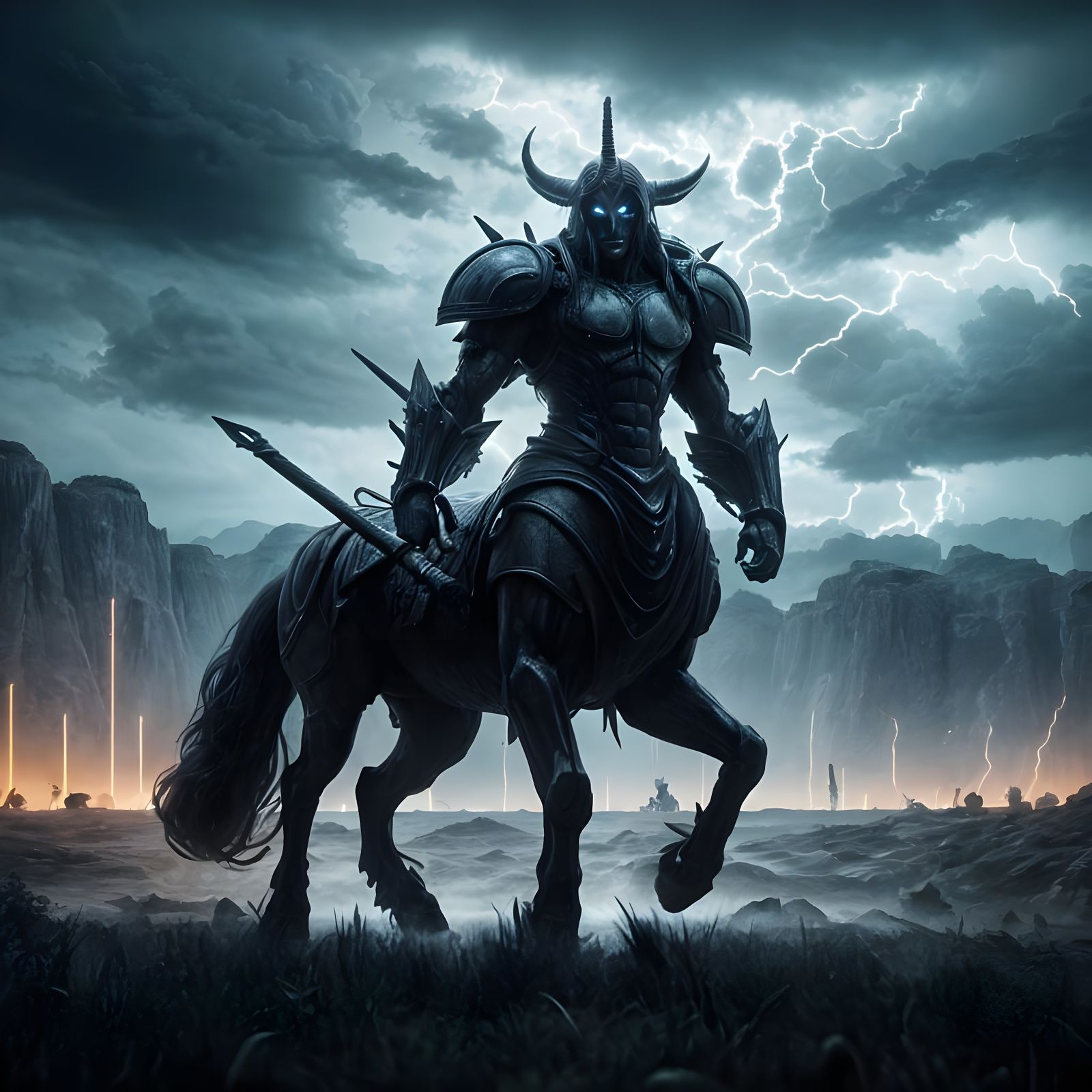 Injured Centaur on Battlefield in 8-Bit Style