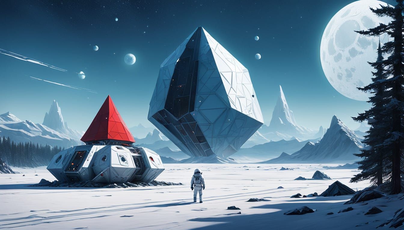 Cosmic Winter Explorer in Hyperrealistic Style