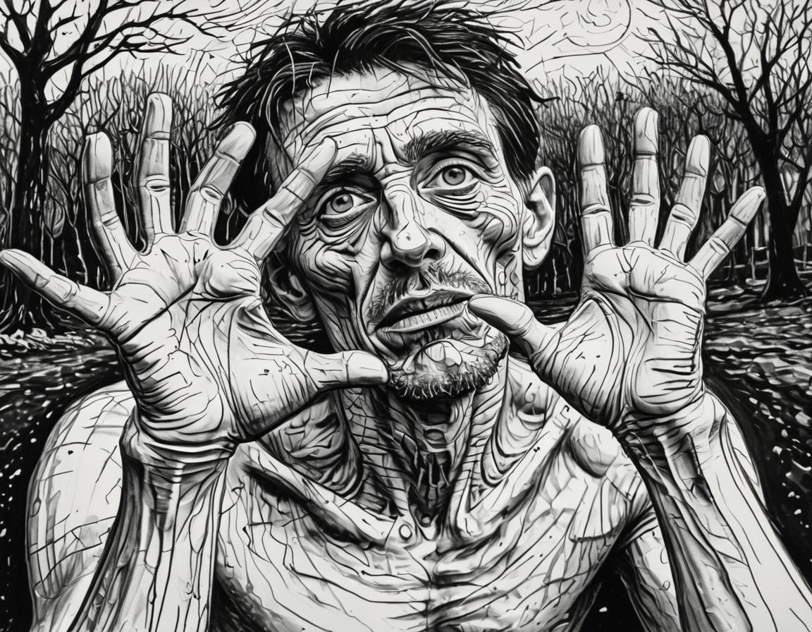 Distorted Figure Sketch with Expressive Brushstrokes