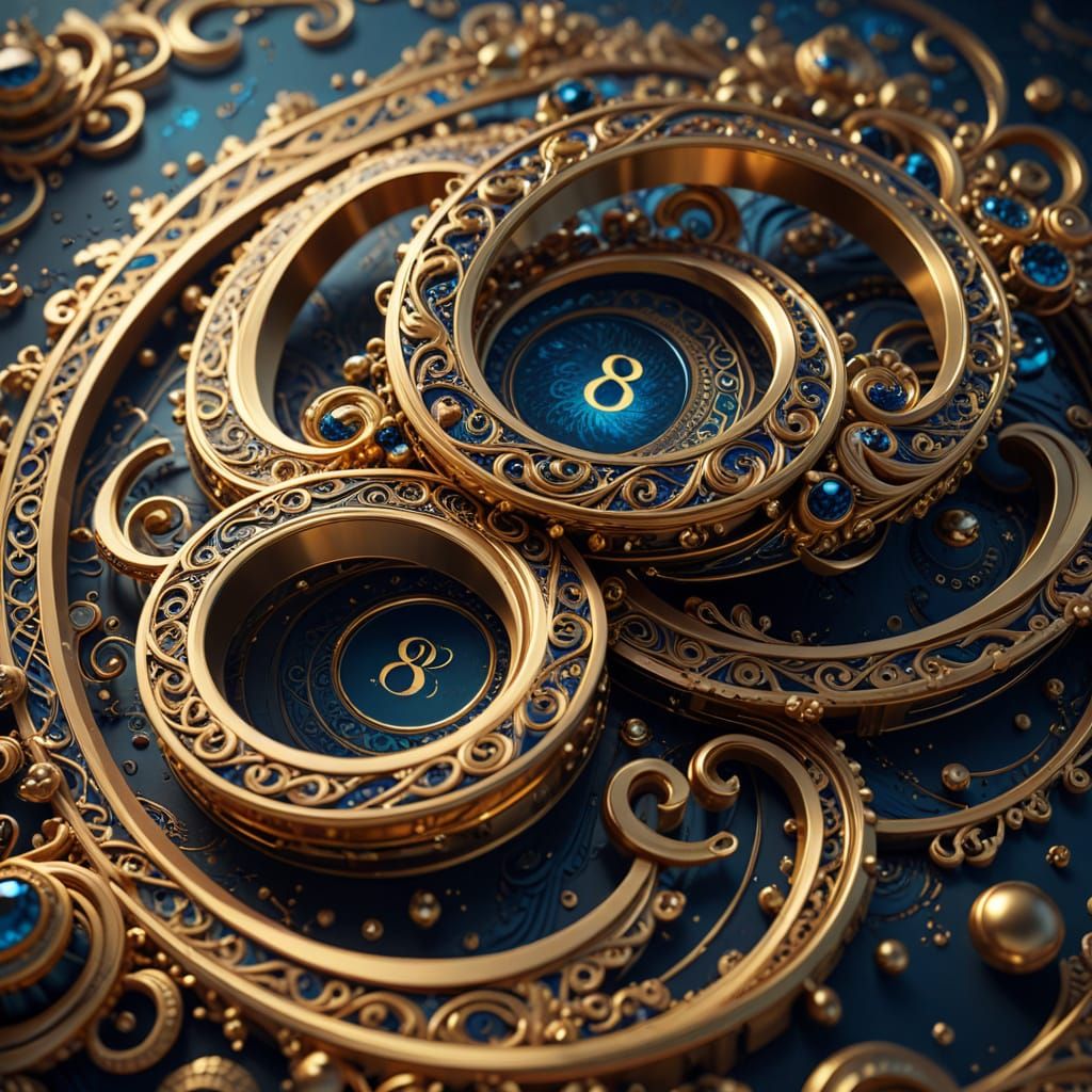 Epic Opulent Abundance in Luxurious Gold and Blue
