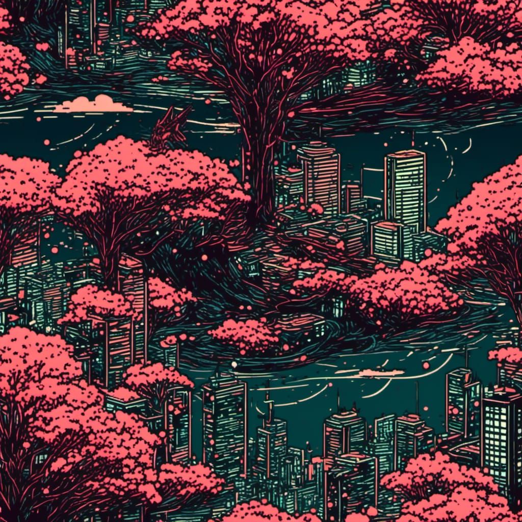 Cybernetic Samurai on Robotic Dragon in Neon City