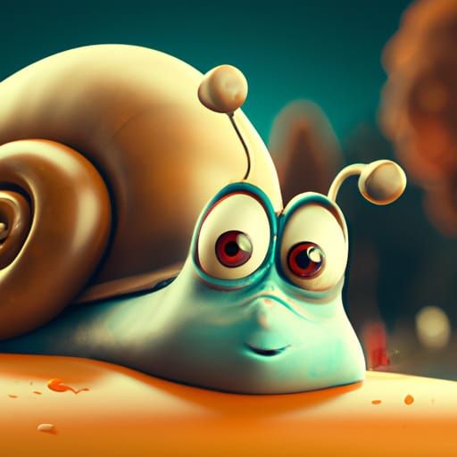Adorable Baby Snail in 3D Digital Art