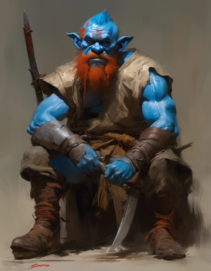 Smurf Warrior Portrait in Fantasy Art Style