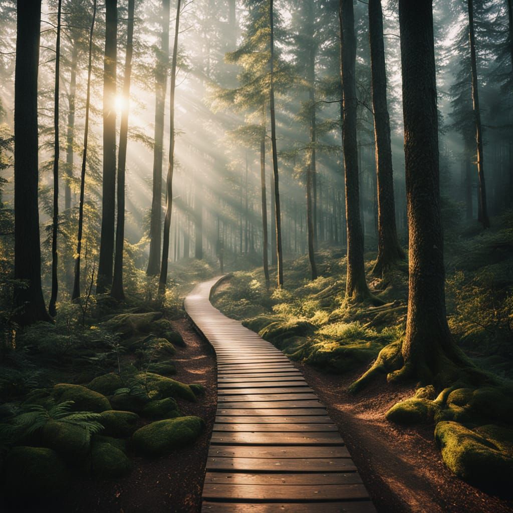 Epic Forest Trail Captured in Film Grain Style