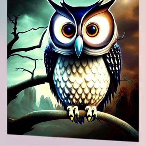 Freaky Evil Owl in Photorealistic Horror Style