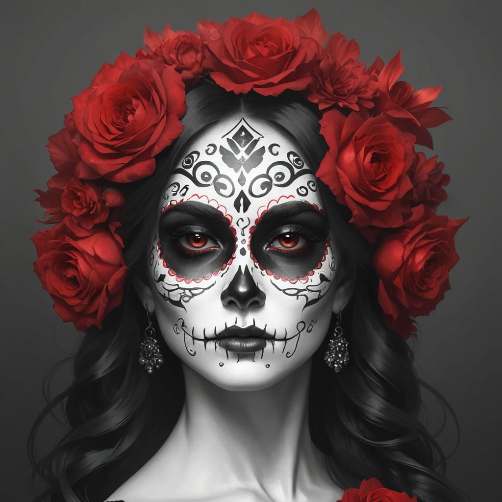 Dia de los Muertos Goddess in Triadic Hues
