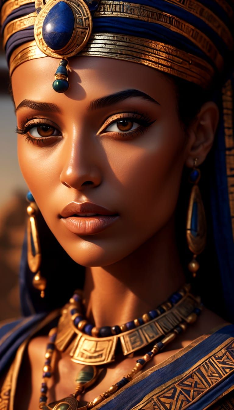 Egyptian Goddess in Regal Attire