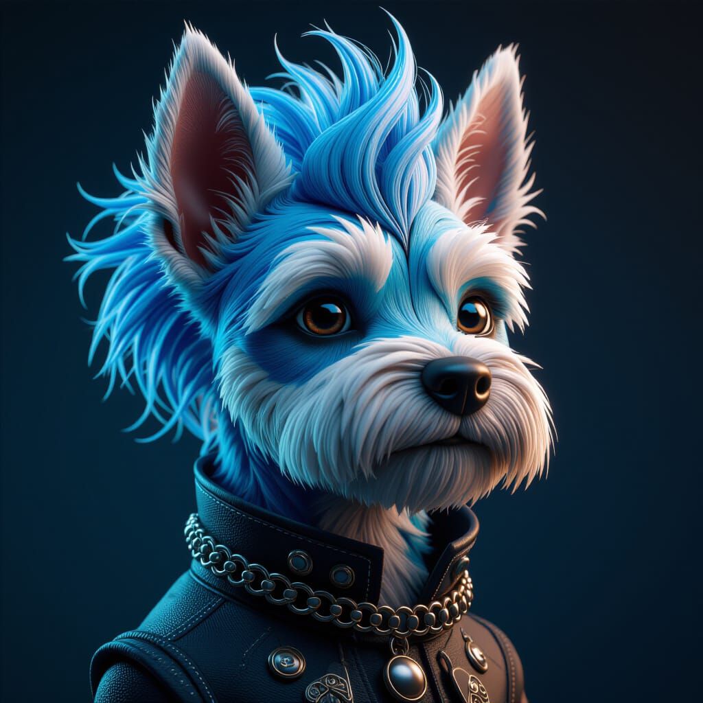 Fantastical Dog with an Unconventional Hairstyle