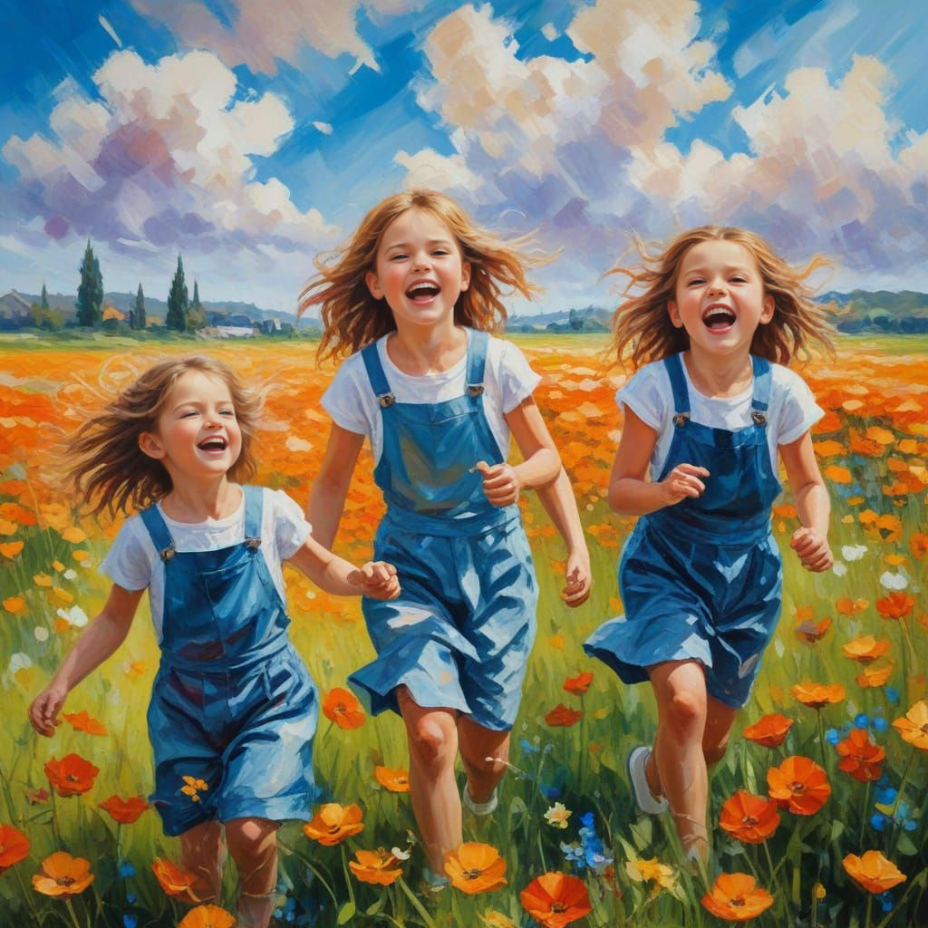 Vibrant Children at Play in Whimsical Colors