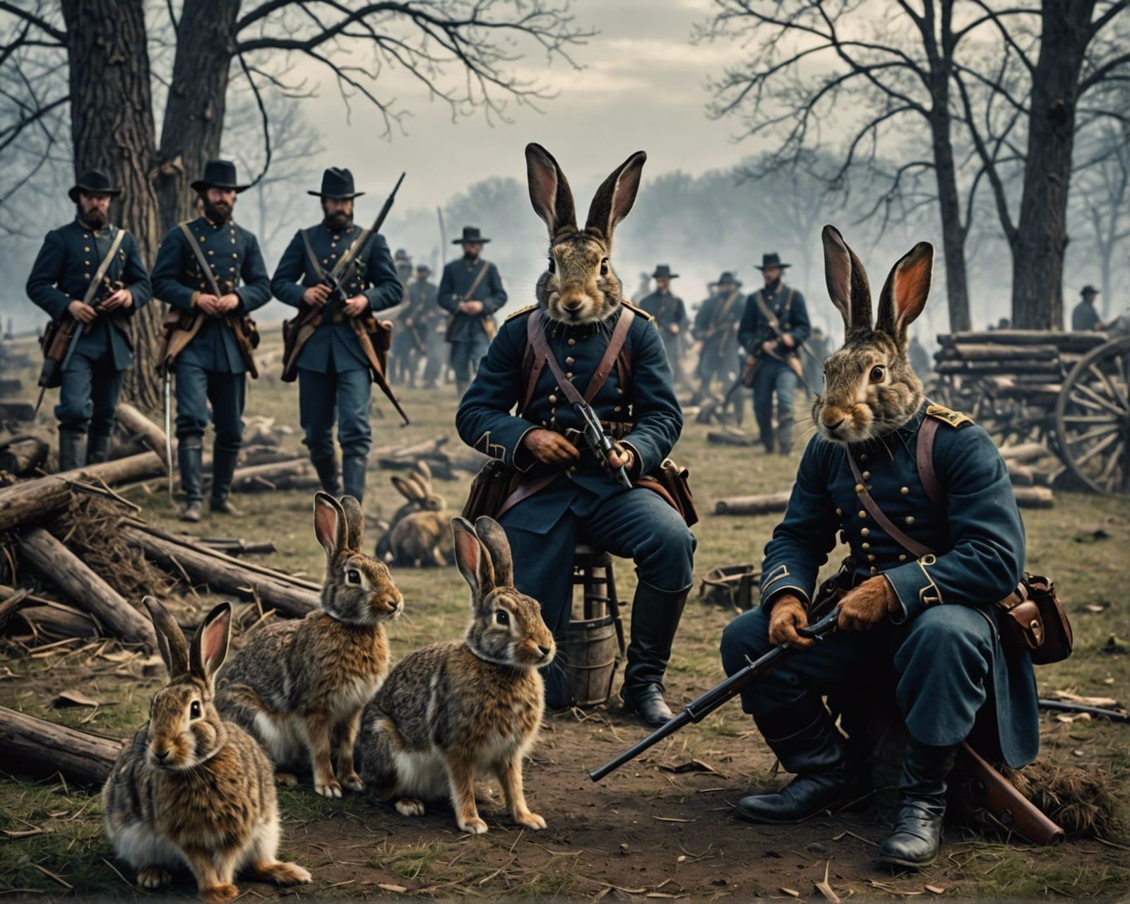 Rabbits Re-enact the American Civil War
