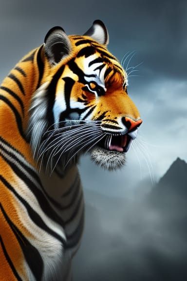 Equine Tiger Chimera in Vibrant Backlit Glory