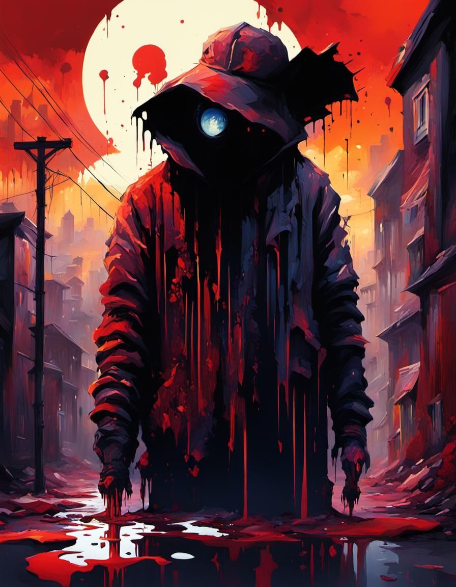 Dramatic Gothic Sunset in Graffiti Art Style