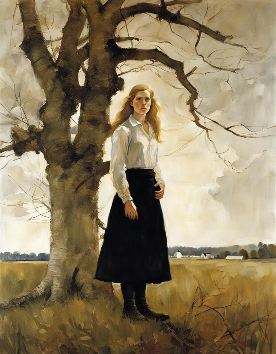 Evocative Portrait in Wyeth-Inspired Realism