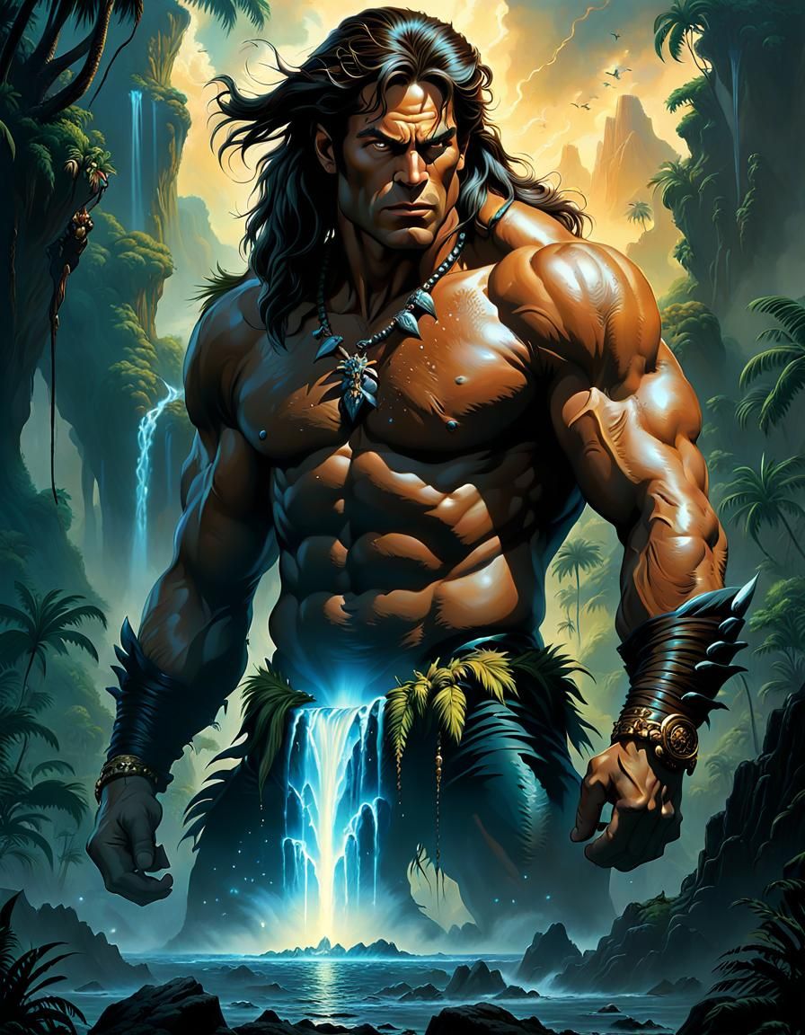 Prehistoric Tarzan with Godlike Powers in Cyber Fantasy