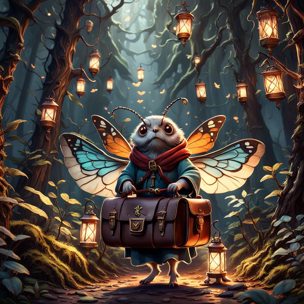 Moth Merchant Travels Through Dark Forest