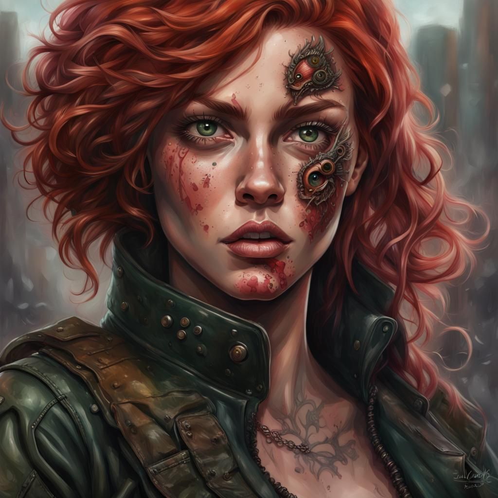 Fiery Haired Woman Gargoyle Hybrid