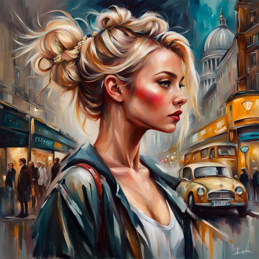 Blonde Woman Portrait in London, Dimitra Milan Style