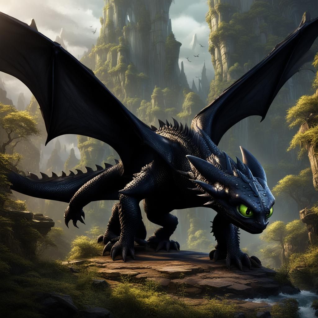 Detailed Matte Painting of Toothless in 8K