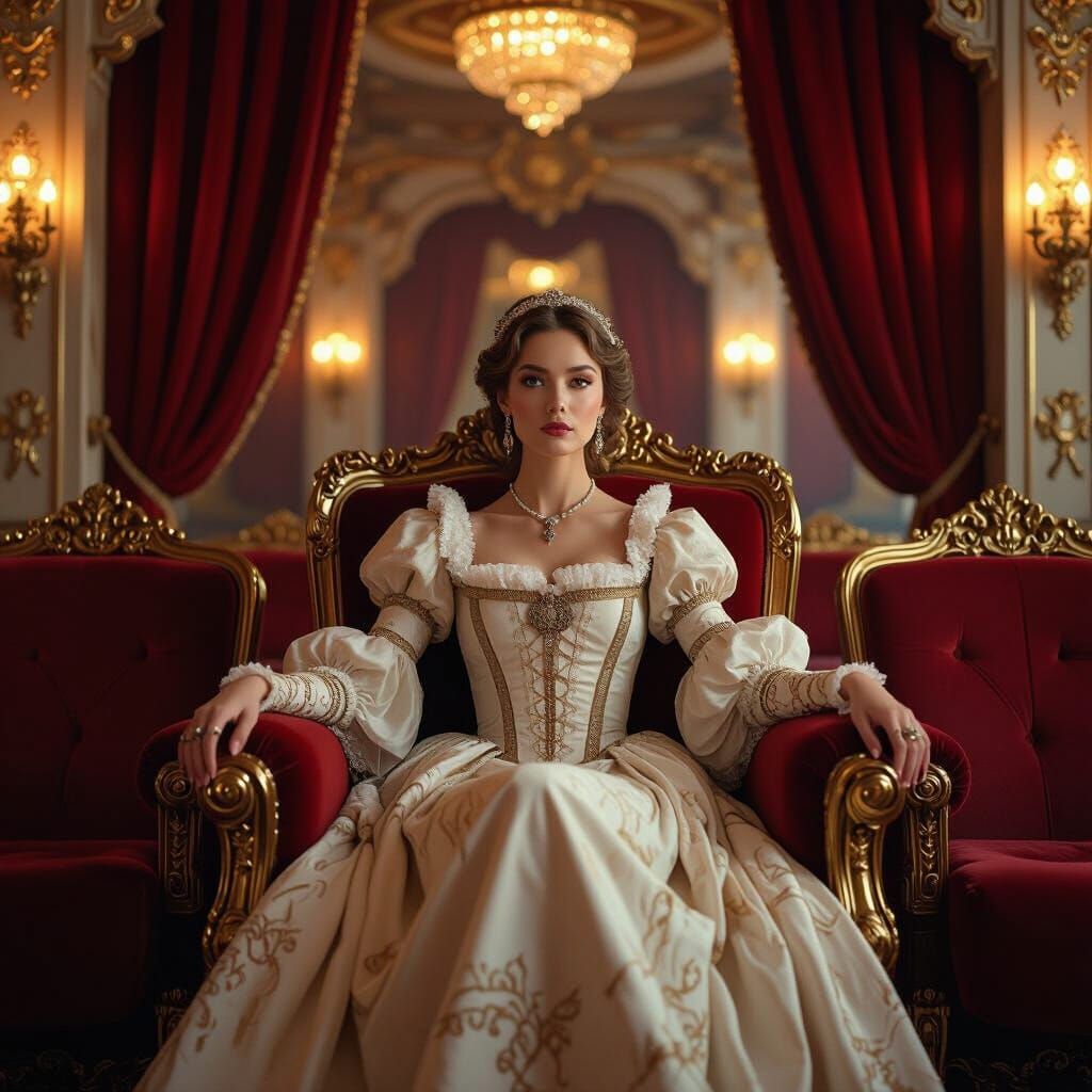 Renaissance Woman in Ornate Movie Theater