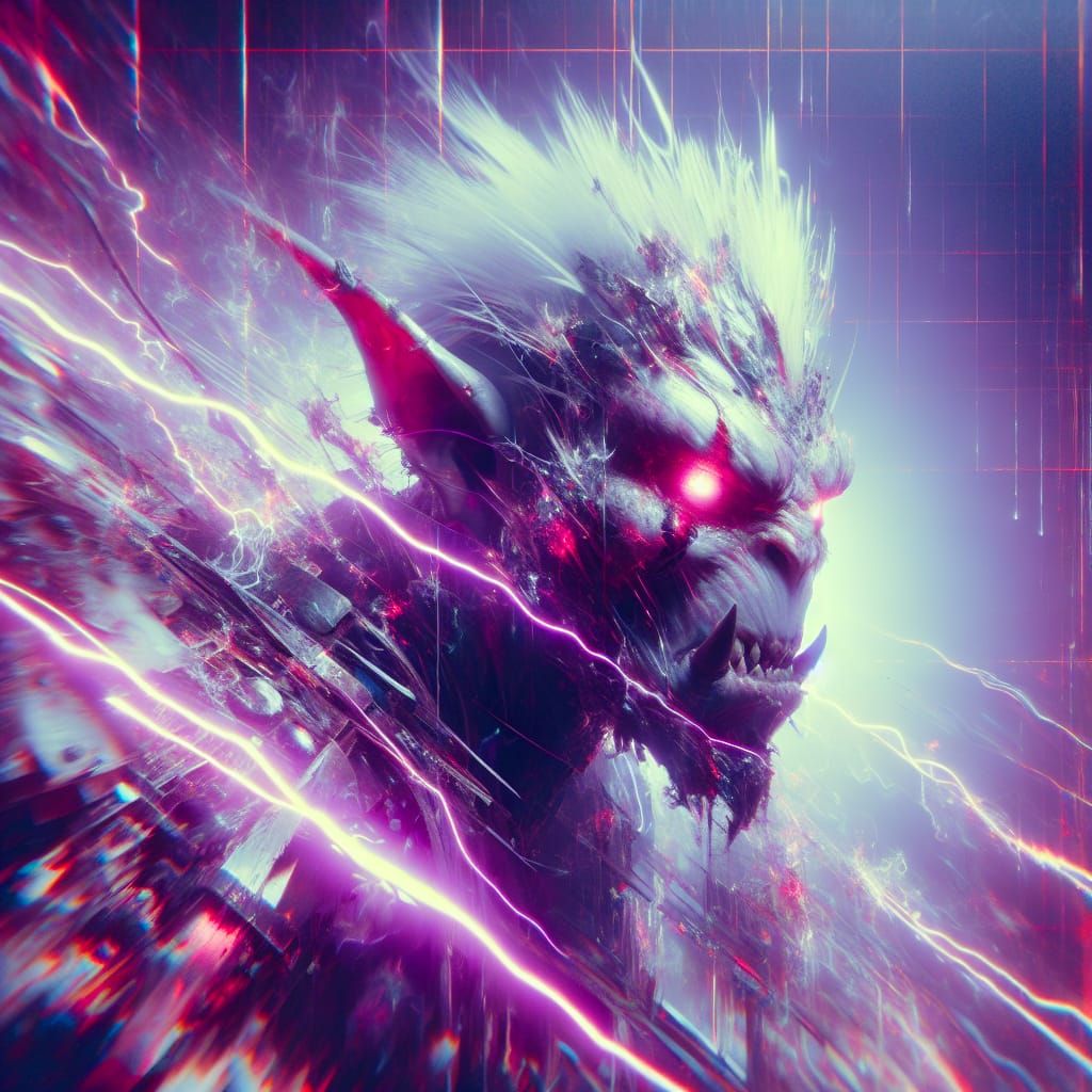 Ethereal Cybernetic Orc in a Hypermaximalist Vibe