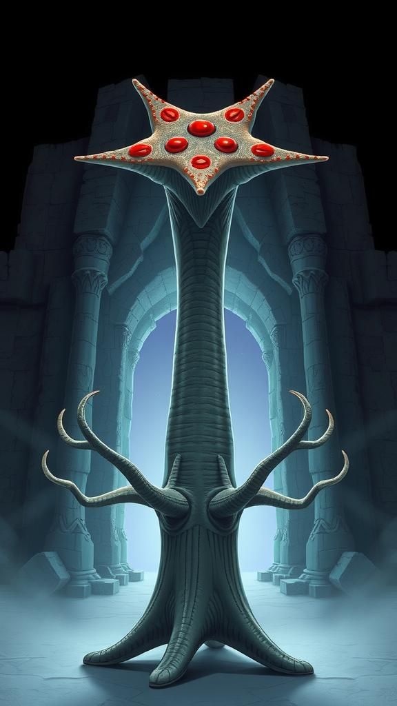 Alien with Barrel Body, Starfish Head, and Crinoid Limbs in....