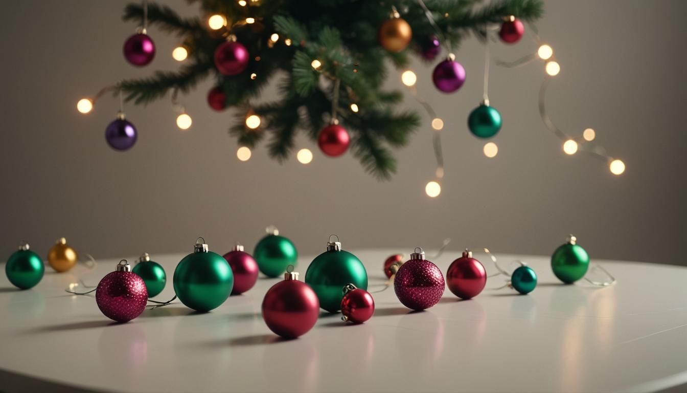 Christmas Ornaments in Warm, Film-Noir Lighting