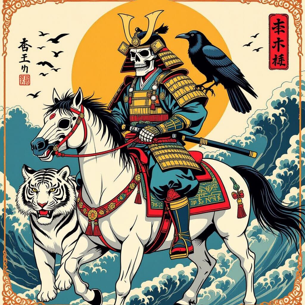 Samurai Death Tarot in Japanese Art Style