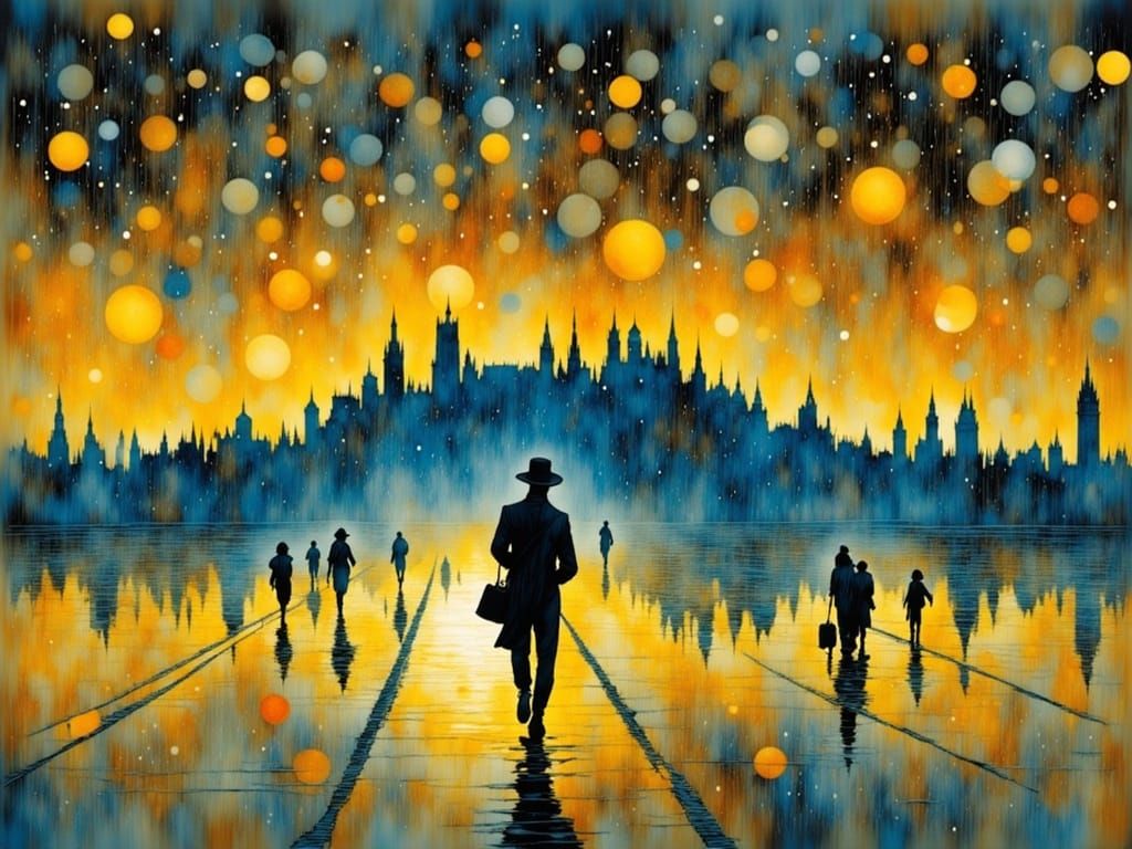 Rainy Day Magic in Post-Impressionist Style