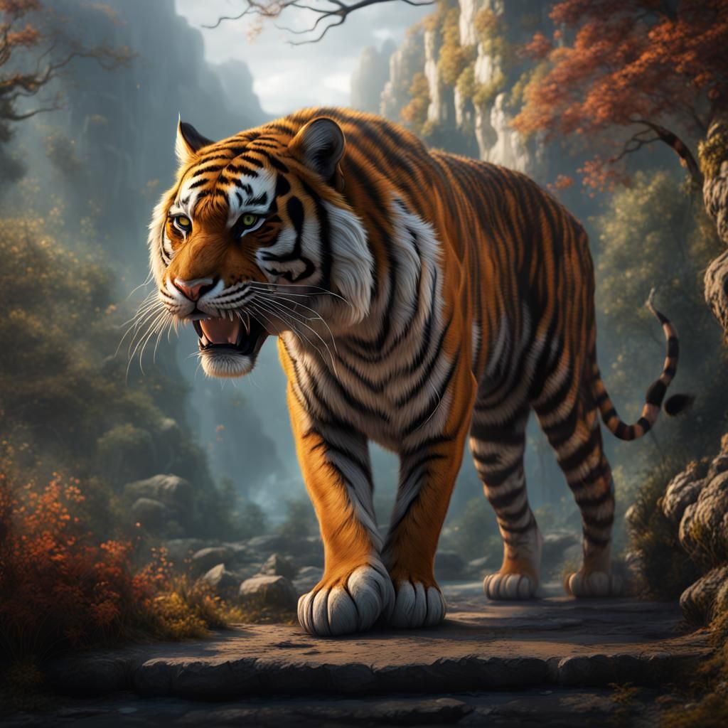 Fantastical Tiger in Detailed Matte Painting