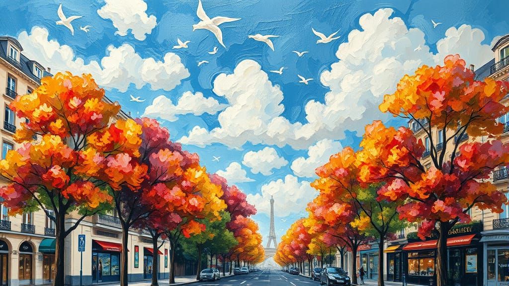 Paris Cityscape in Expressionist Impasto Style